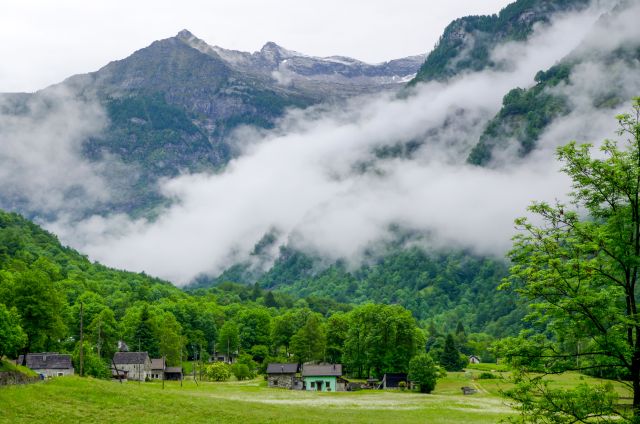 Misty mountain village in Georgia