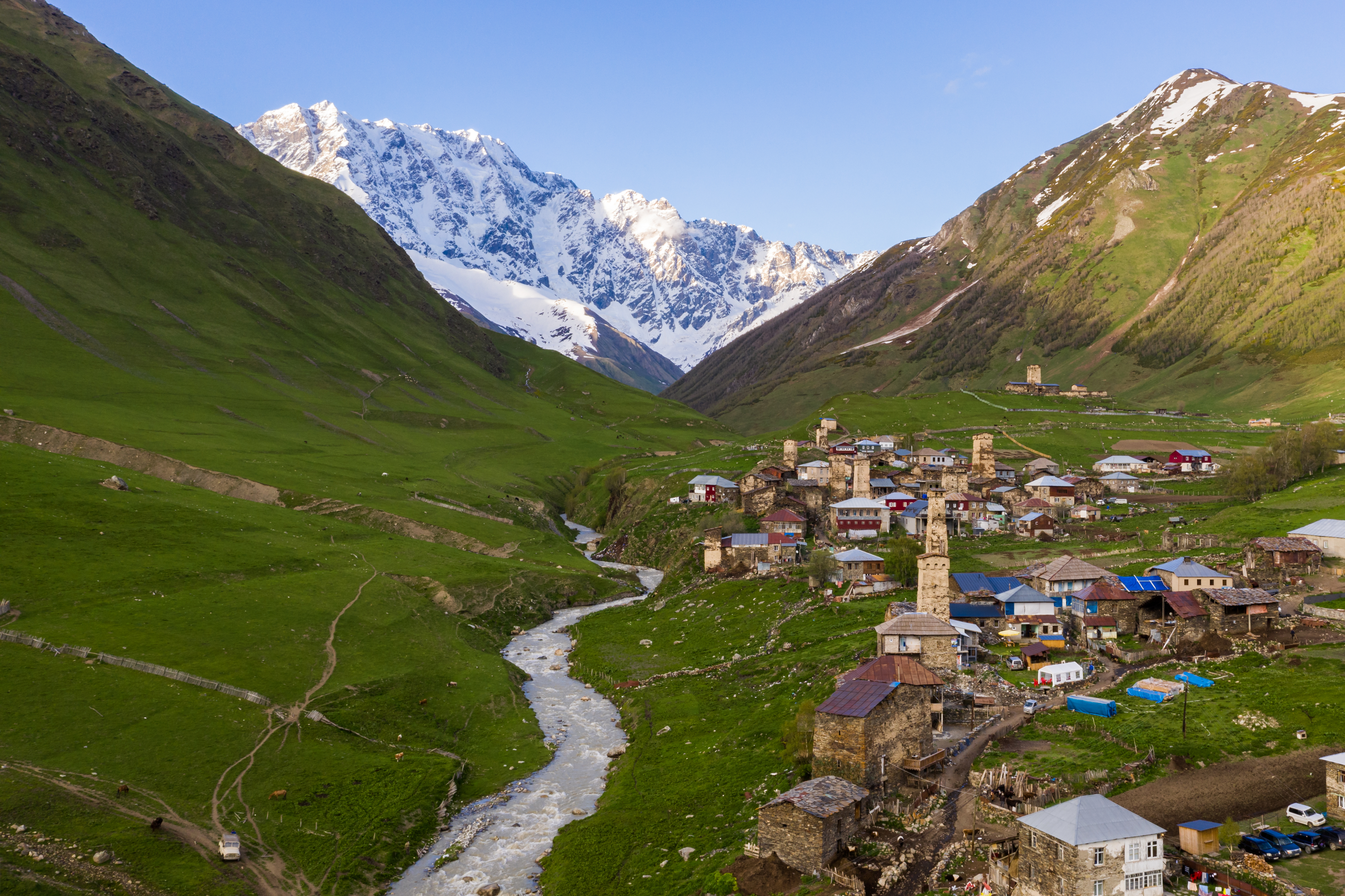 Traditional Svan towers in Ushguli