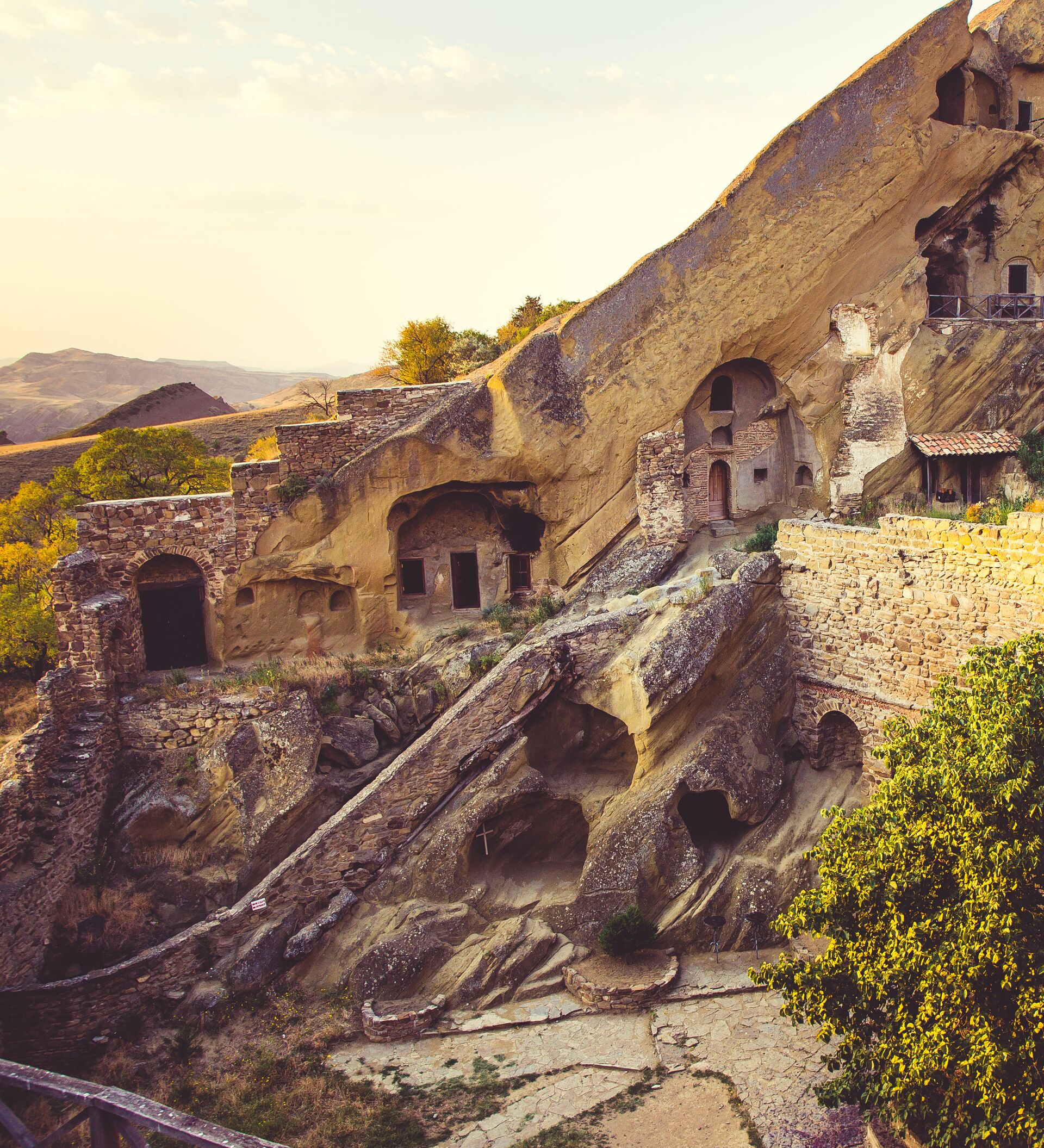 David Gareja Monastery Complex carved into rocky hillside