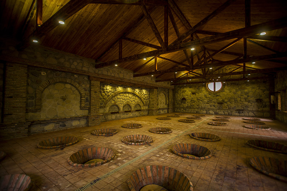 Kindzmarauli winery barrel room